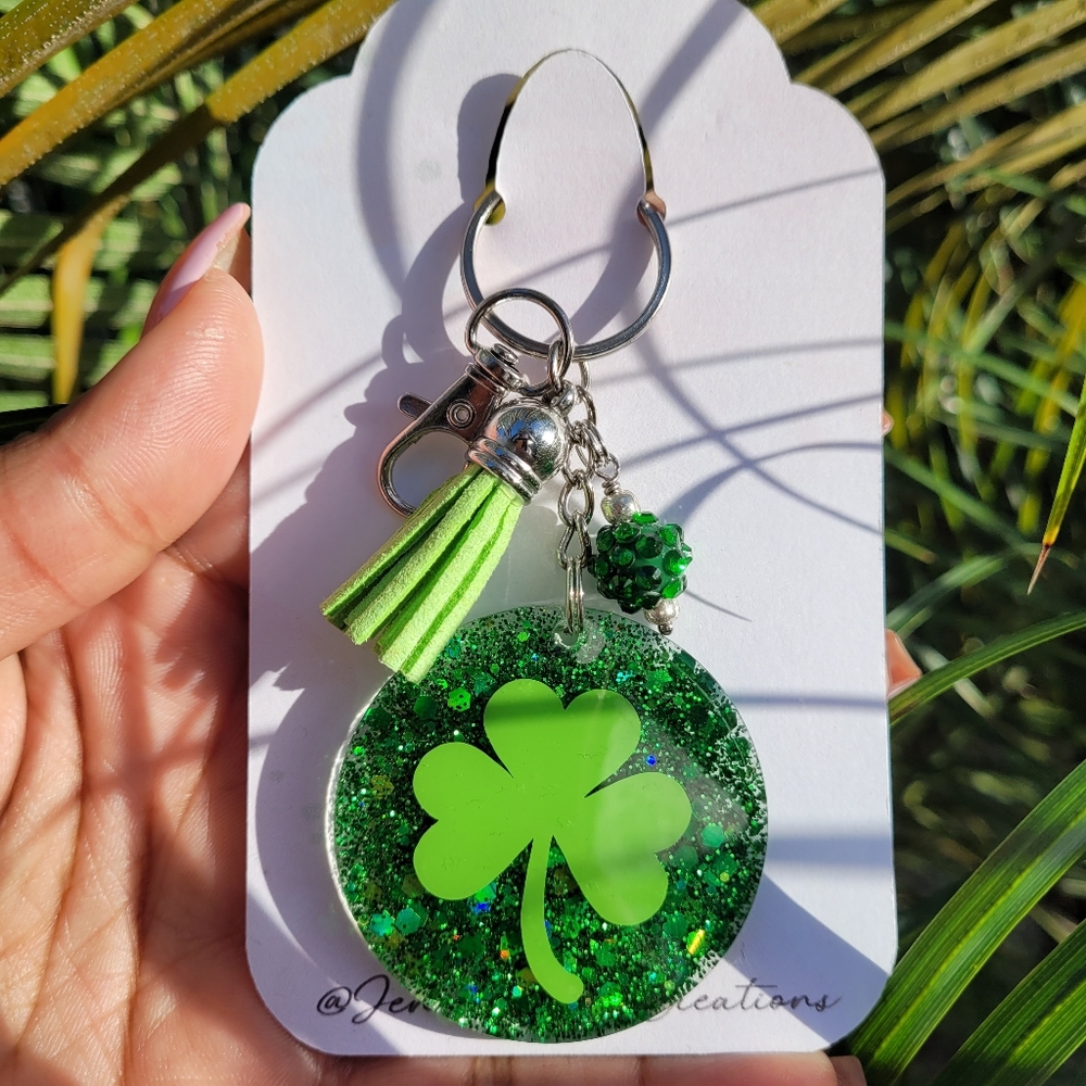 Lucky Keychain, Green Shamrock Keychain, St Patrick's Day accessories